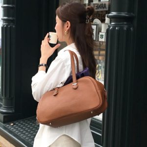 MBH Korean Designer Cowhide Large Boston Commuter Shoulder Bag