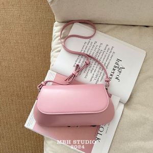 MBH Minimalist Genuine Cowhide Structured Shoulder Bag with Snap Closure