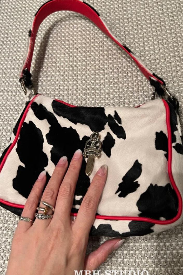 MBH Cow Print Horsehair Shoulder Bag - Trendy Y2K Style - Image 5