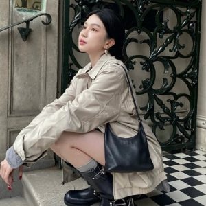 MBH Minimalist Top Layer Cowhide Underarm Shoulder Bag with Strap