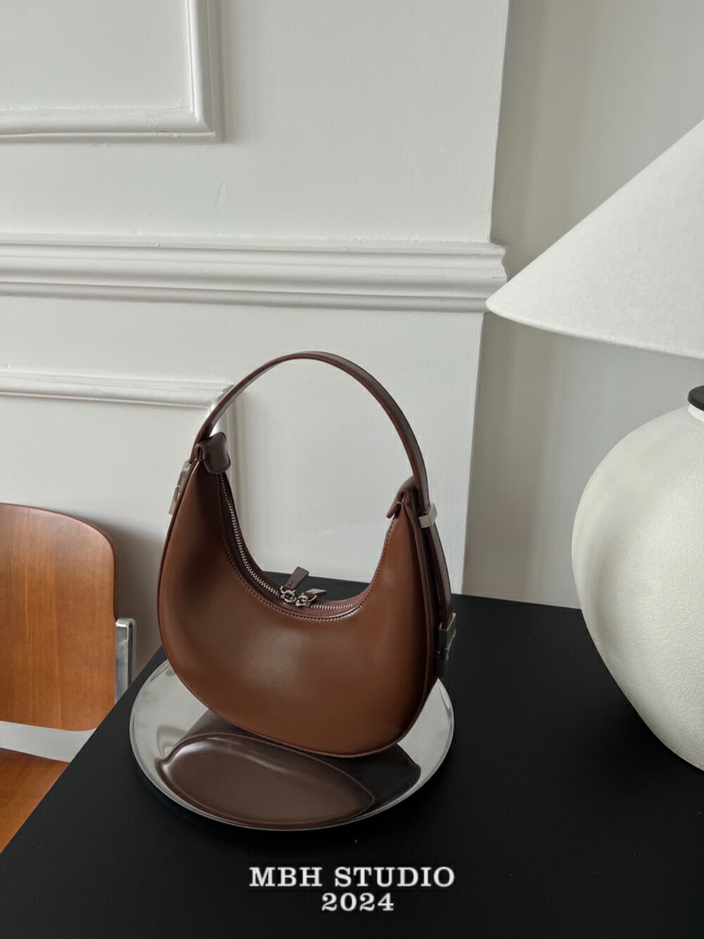 MBH Christmas Annual Edition Korean Crescent Bag Genuine Leather Underarm Shoulder Bag - Image 3