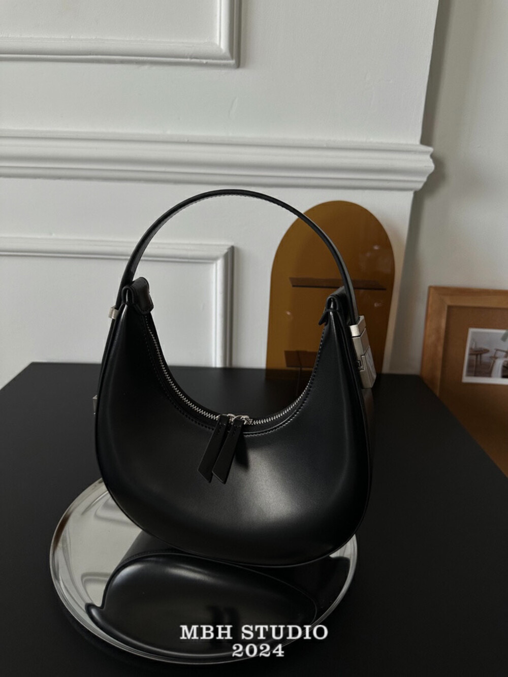MBH Christmas Annual Edition Korean Crescent Bag Genuine Leather Underarm Shoulder Bag - Image 4