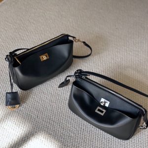 MBH Hand-Rubbed Grain Smooth Cowhide Premium Kelly Bag Genuine Leather Lock Shoulder Bag with Strap