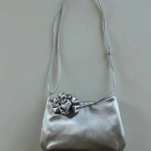Silver Satin Bucket Bag for Women 2025 New Trendy High-End Minimalist Commuter Shoulder Crossbody Bag