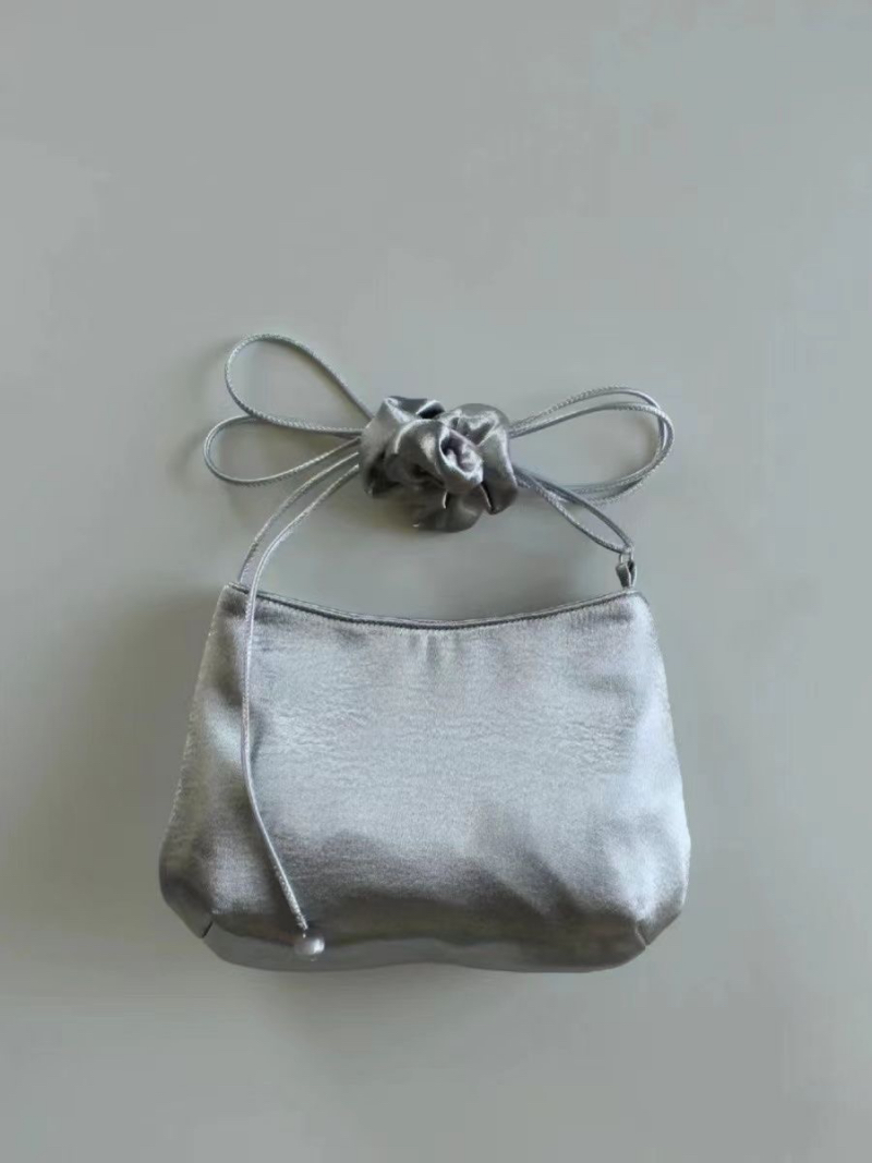 Silver Satin Bucket Bag for Women 2025 New Trendy High-End Minimalist Commuter Shoulder Crossbody Bag - Image 3