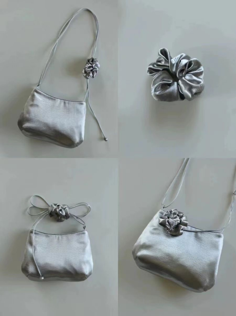 Silver Satin Bucket Bag for Women 2025 New Trendy High-End Minimalist Commuter Shoulder Crossbody Bag - Image 4