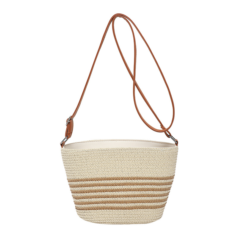 Summer Resort Straw Woven Bucket Bag Women Large Capacity Crossbody Shoulder Bag - Image 5