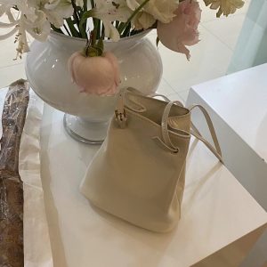 MBH Oil Wax Cowhide Leather Mini Bucket Bag Crossbody Shoulder Bag