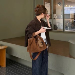 MBH Winter Relaxed Korean Style Tote Bag Large Capacity Commuter Crossbody Shoulder Handbag