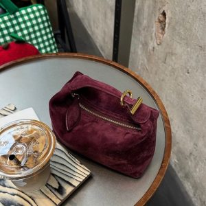 MBH Vintage Suede Bento Bag Casual Crossbody Handbag with Strap