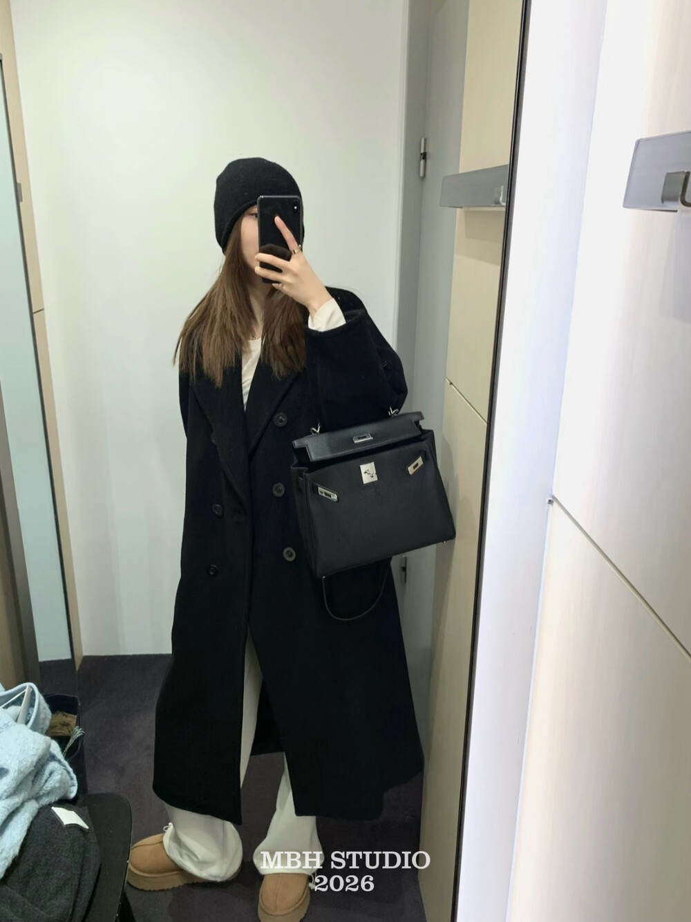 MBH Top Grain Leather Kelly Bag Old Money Style Large Capacity Commuter Crossbody Handbag with Shoulder Strap and Lock - Image 4