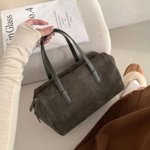 MBH Autumn 2026 Women's Matte Leather Boston Bag Large Capacity Handbag