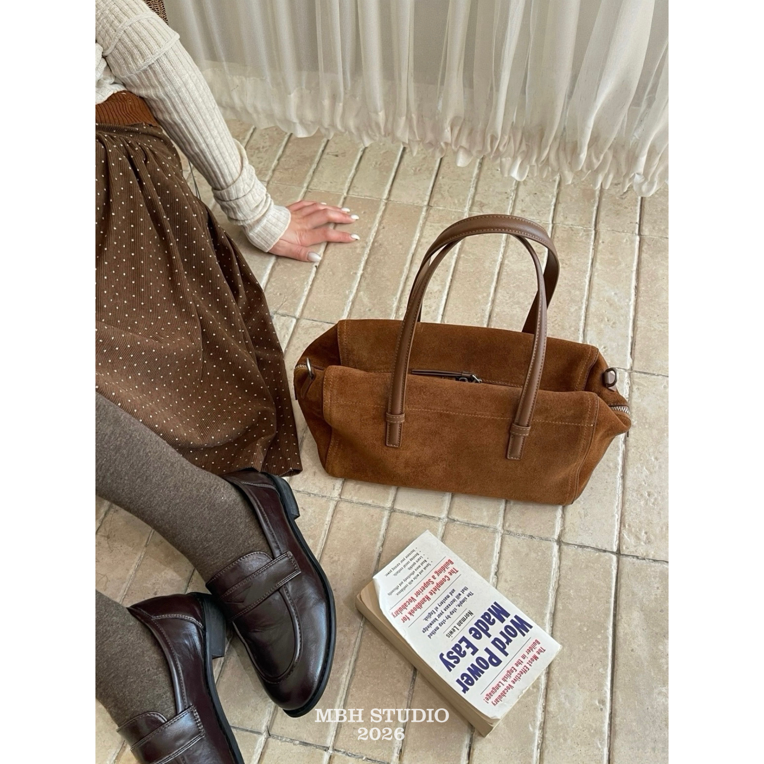 MBH Autumn 2026 Women's Matte Leather Boston Bag Large Capacity Handbag - Image 5