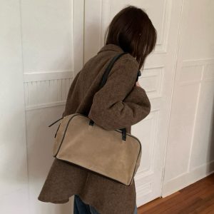 Autumn New Korean Dongdaemun 2026 Fall Winter Suede Boston Bag Large Capacity Shoulder Bag